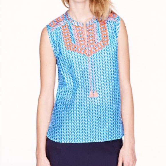 J. Crew Tops - J. Crew Embroidered Tassel Top in Arrow Print J. Crew Tops - J. Crew Embroidered Tassel Top in Arrow Print